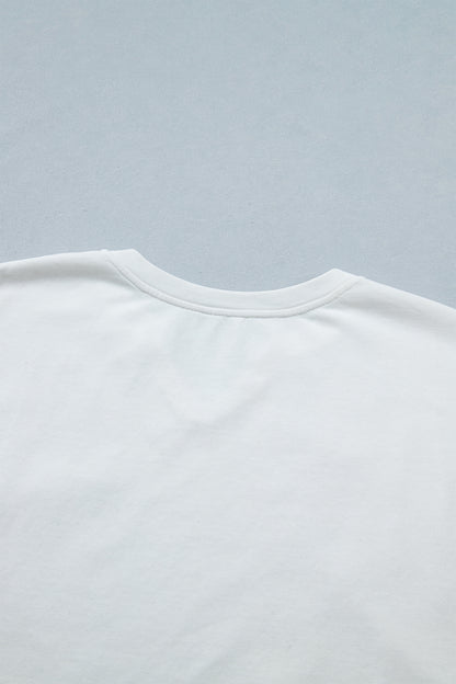 White Patriot Star Patched Notched Neck Mineral Washed Tee