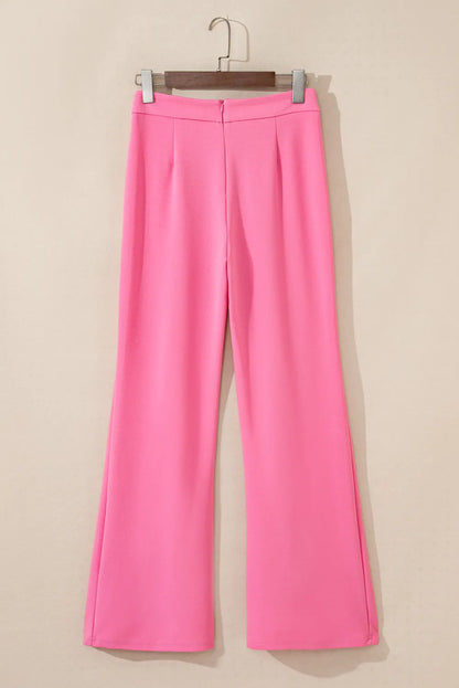 Sachet Pink High Waist Central Seam Flared Pants - Chic Meadow Boutique 