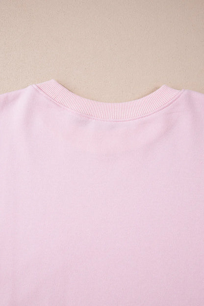 Light Pink Color Block Batwing Sleeve Loose Fit Sweatshirt - Chic Meadow Boutique 