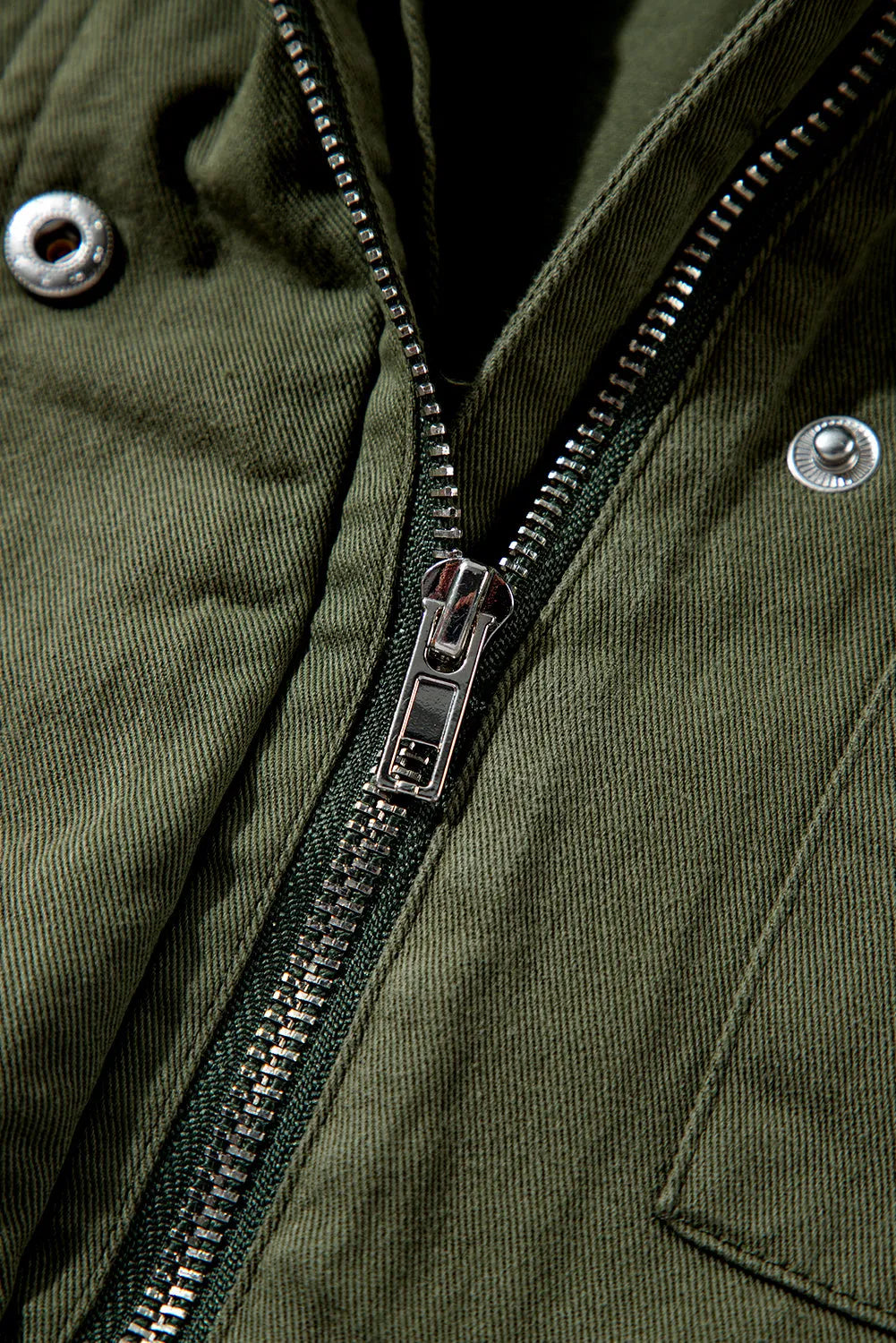 Outerwear/Jackets Moss Green Snap Button Zipper Tight Waist Collared Jacket