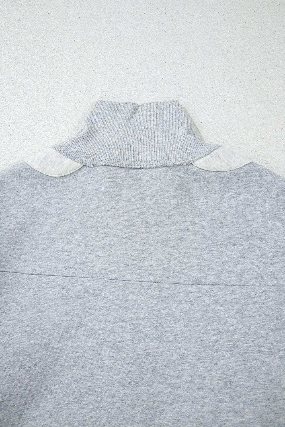 Gray Half Zipper Collared Drop Shoulder Side Slits Sweatshirt