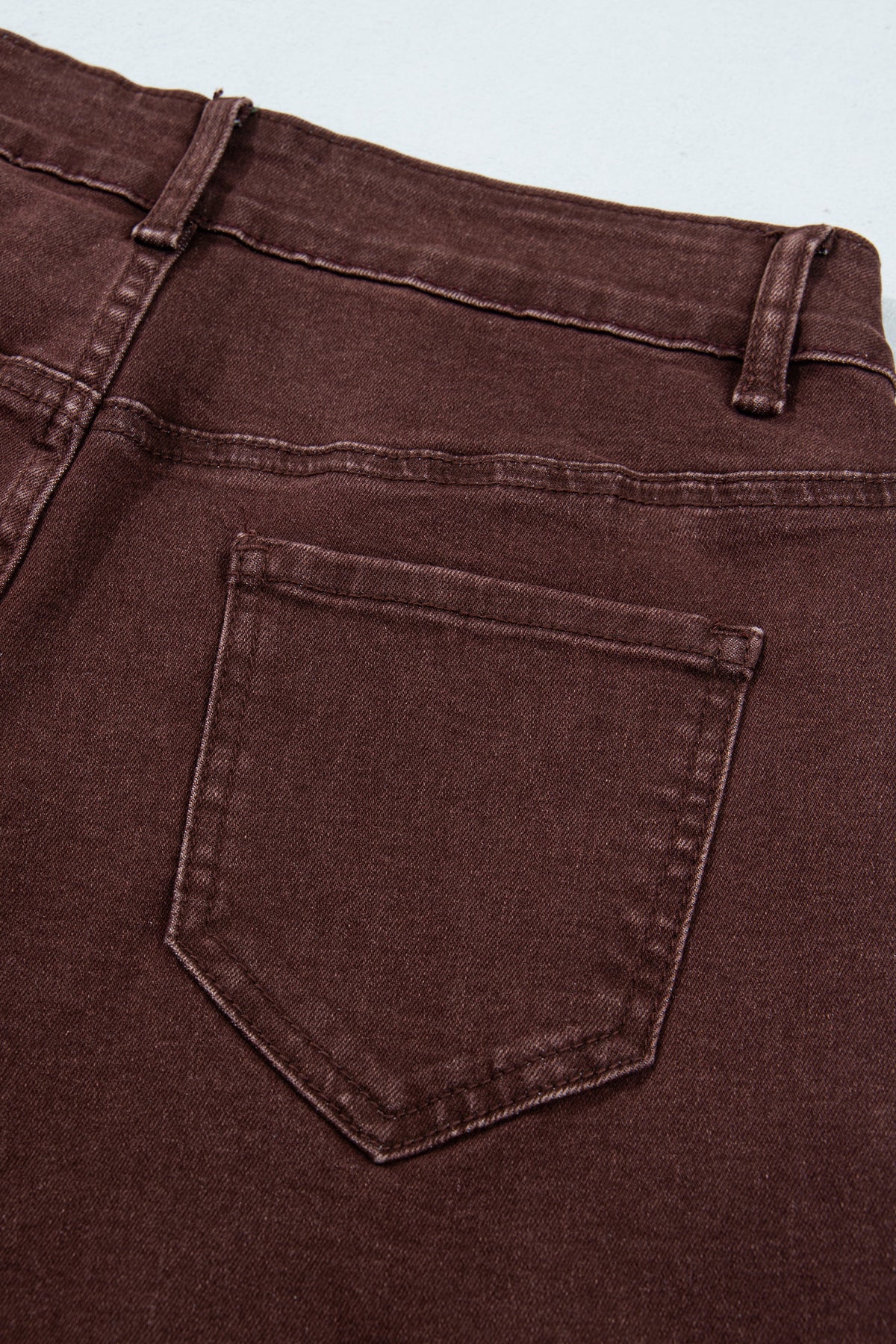 Coffee Side Seam Rivet Detail Ankle Length Casual Jeans