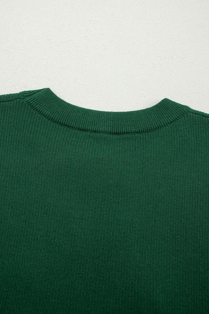 Blackish Green Horseshoe Graphic Western Short Sleeve Sweater