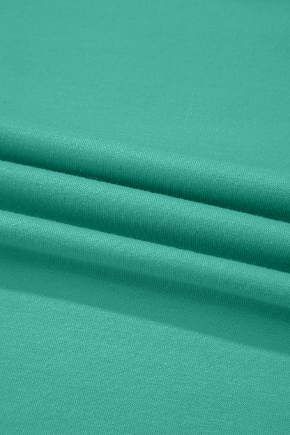 Sea Green Solid Loose V Neck Half Sleeve Tee and Shorts