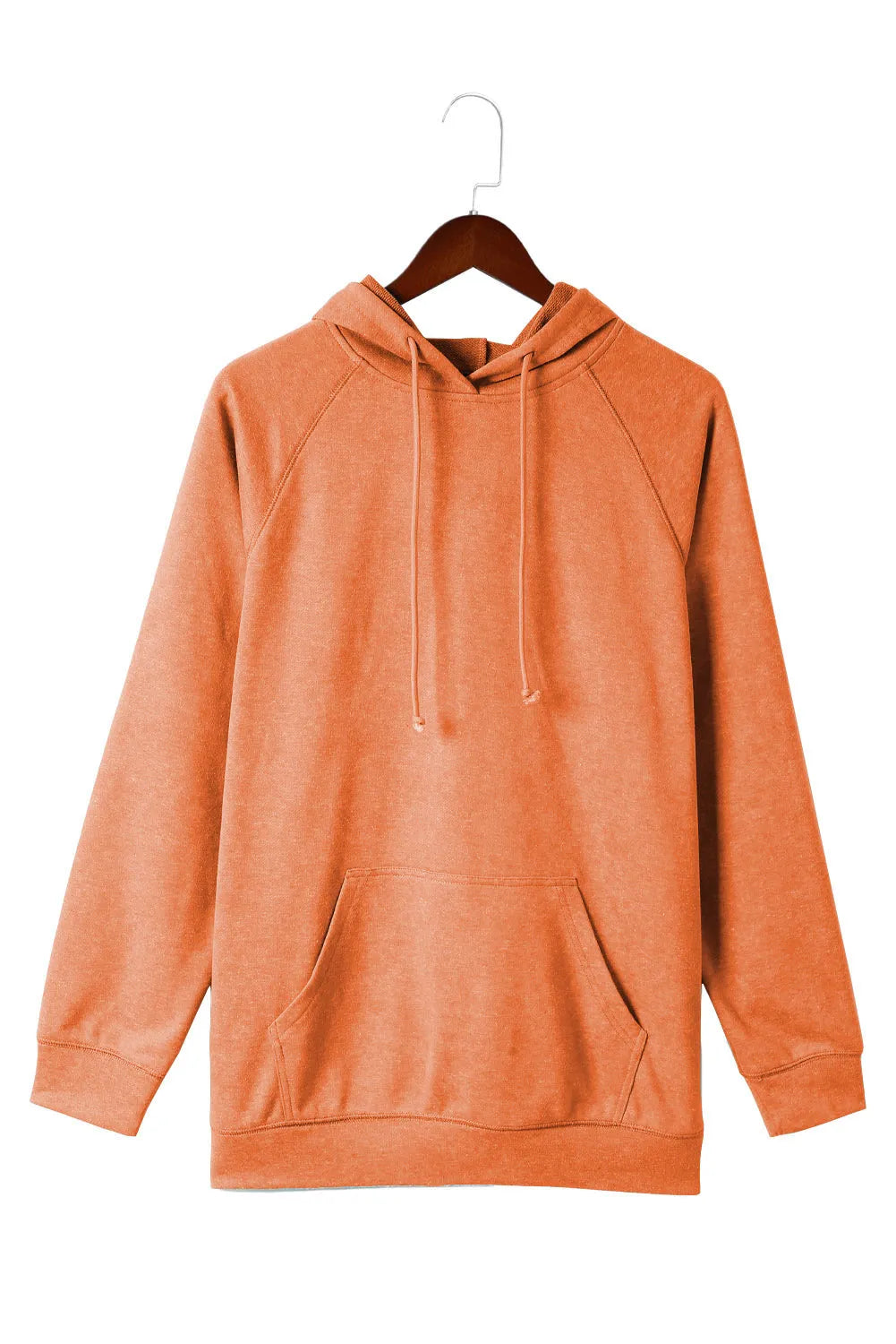 Orange Mineral Wash Kangaroo Pocket Drawstring Pullover Hoodie - Chic Meadow Boutique 