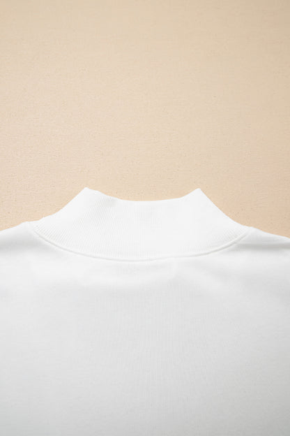 White Solid Color High Neck Cap Sleeve Loose Top