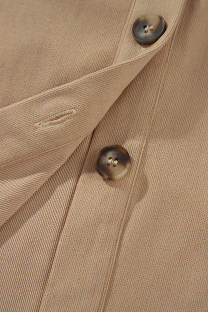 Light French Beige Plaid Colorblock Shirt Collar Shift Shacket