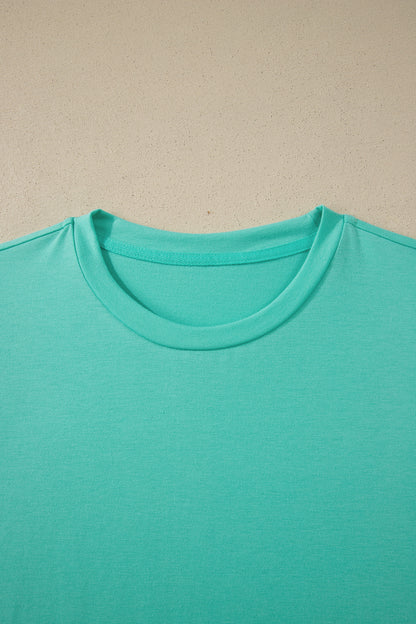 Mint Green Casual Plain Crew Neck Tee
