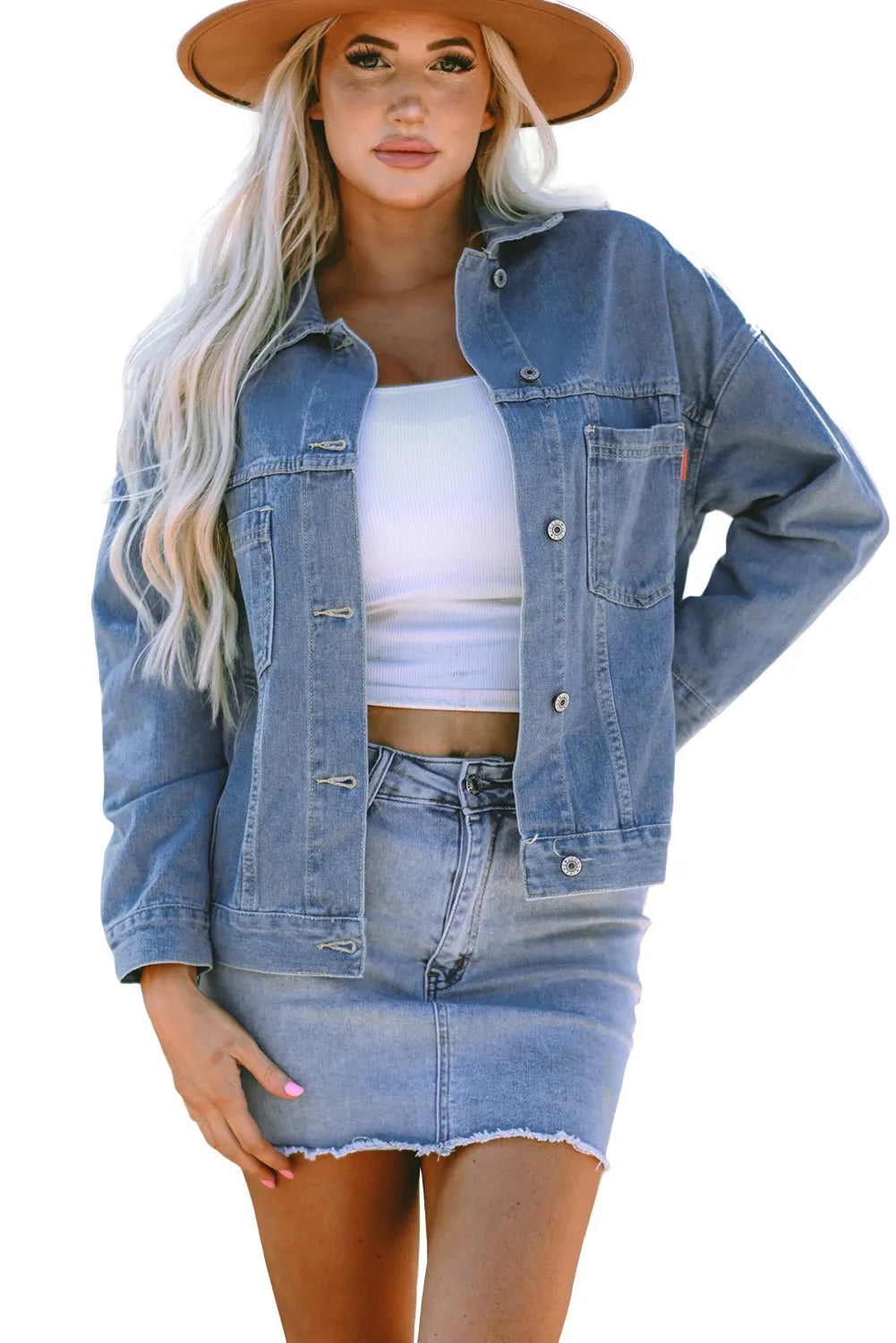 Wild Wind Washed Oversize Pocketed Denim Jacket - Chic Meadow Boutique 