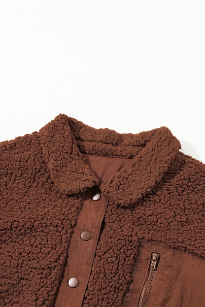 Red Clay Faux Shearling Teddy Bear Jacket - Chic Meadow Boutique 