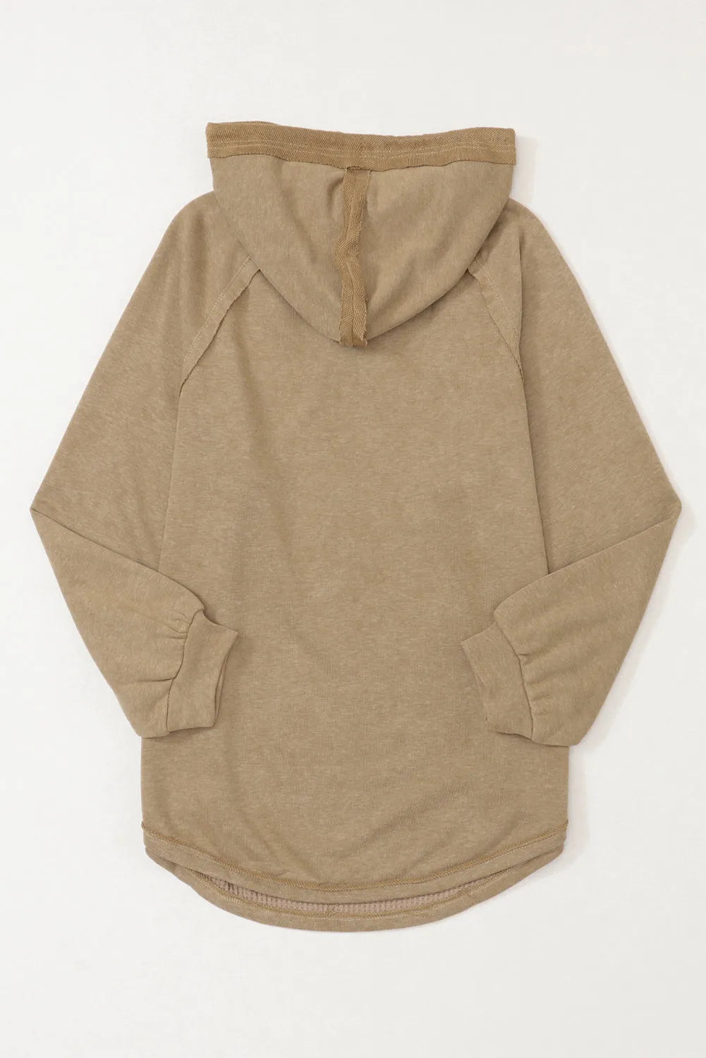 Khaki Waffled Expose Seam Drawstring Hoodie - Chic Meadow Boutique 