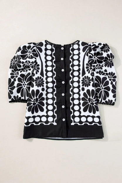 Black Palermo Puffed Sleeve Blouse - Chic Meadow Boutique 