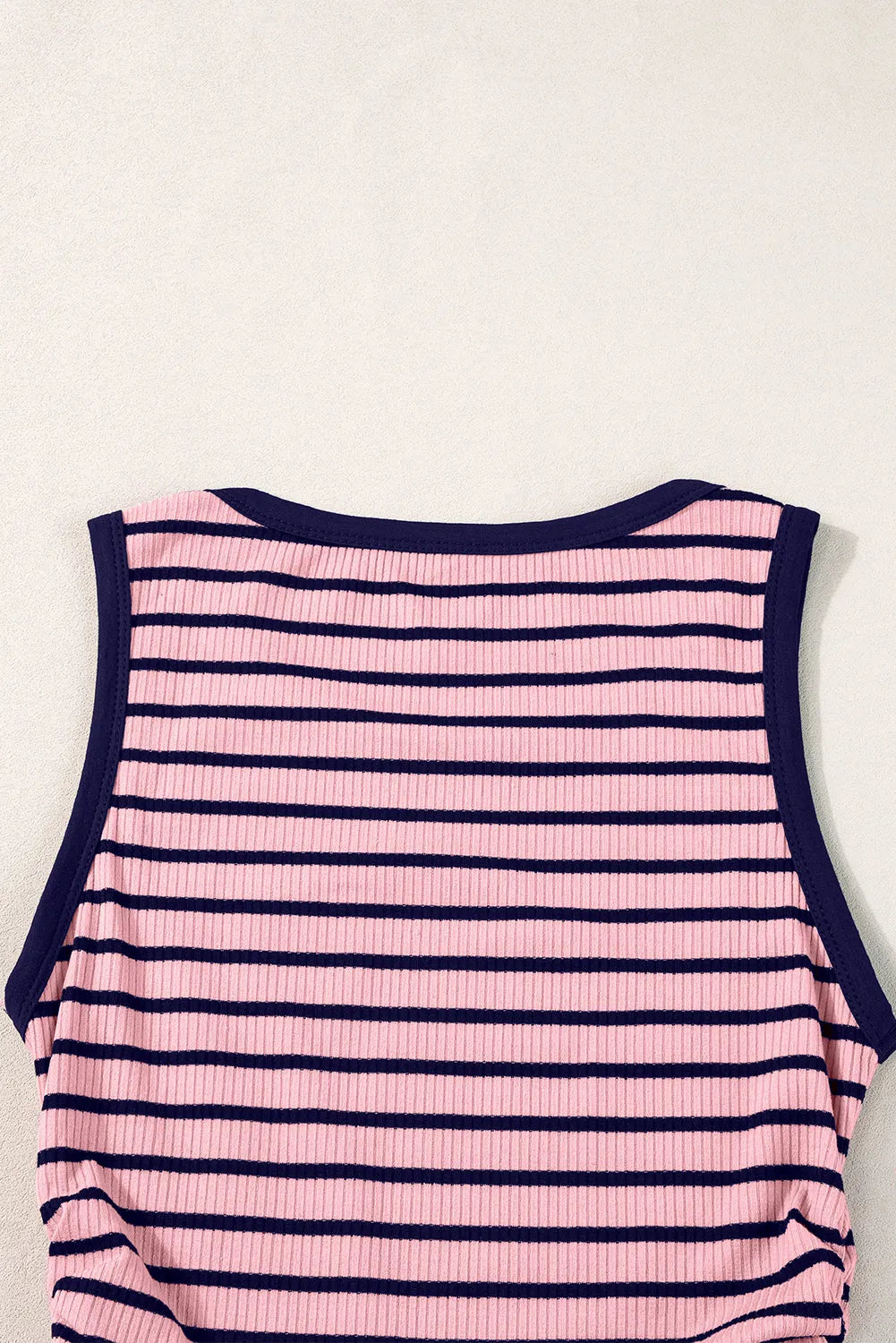 Black Stripe Contrast Round Neck Sleeveless Slim Top - Chic Meadow Boutique 