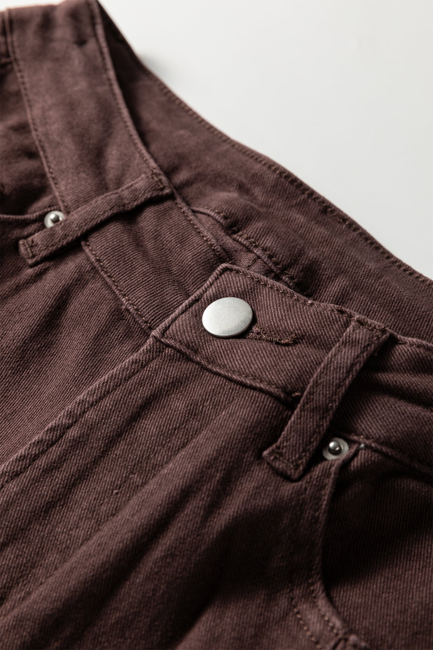 Red Sandalwood Solid Color Seamed Center Wide Leg Cropped Jeans