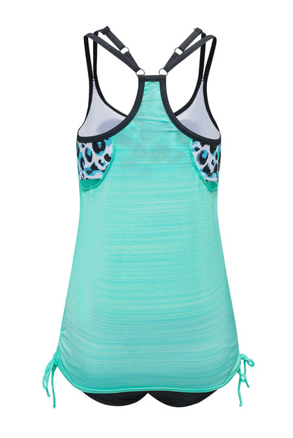 Sky Blue Leopard Printed Lined Tankini Swimsuit - Chic Meadow Boutique 