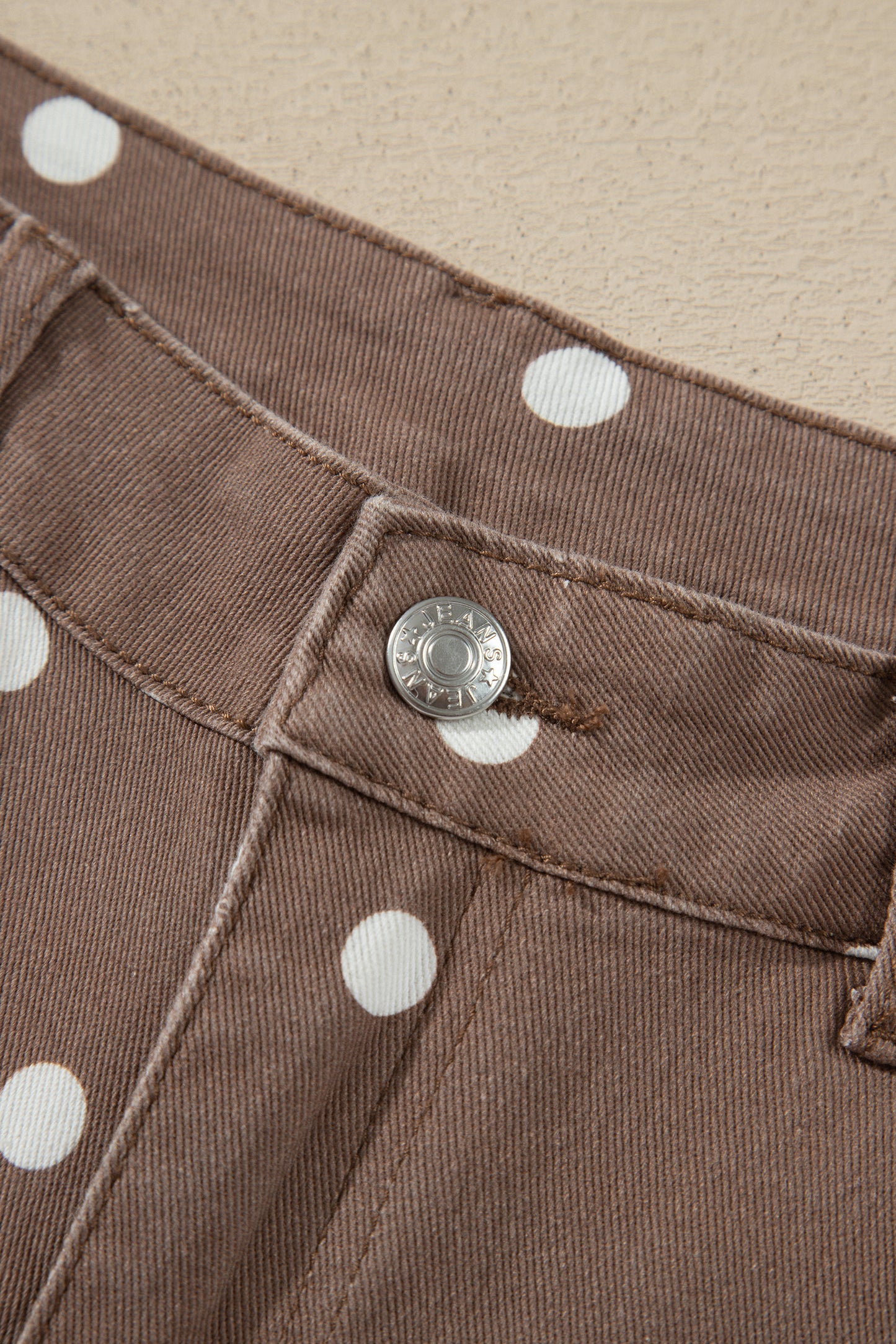 Brown Tailored Seam Polka Dot Print Barrel Casual Jeans