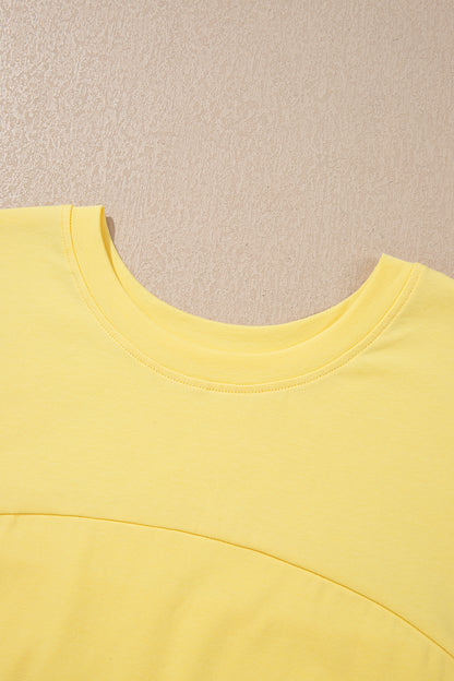 Yellow Cream Solid Color Cropped Tank Top and Jogger Pants Set