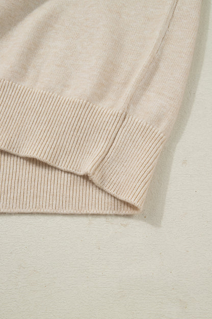 Jet Stream Lace Trim Patchwork Buttoned Cuffs Loose Sweater