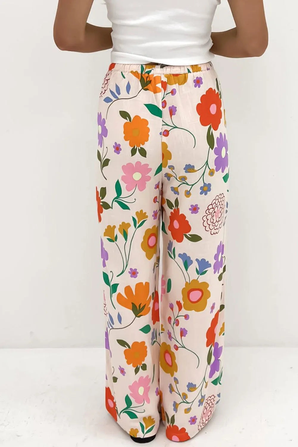 Orange Floral Printed Loose Pants - Chic Meadow Boutique 