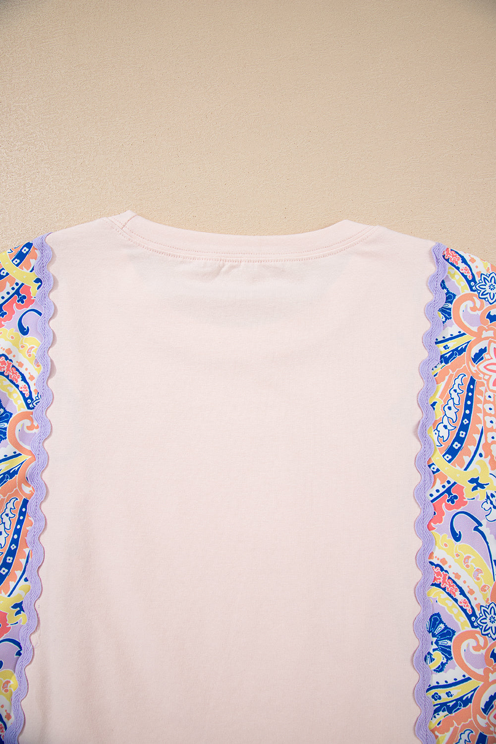 Delicacy Ricrac Trim Floral Plaid Patchwork Puff Sleeve Blouse