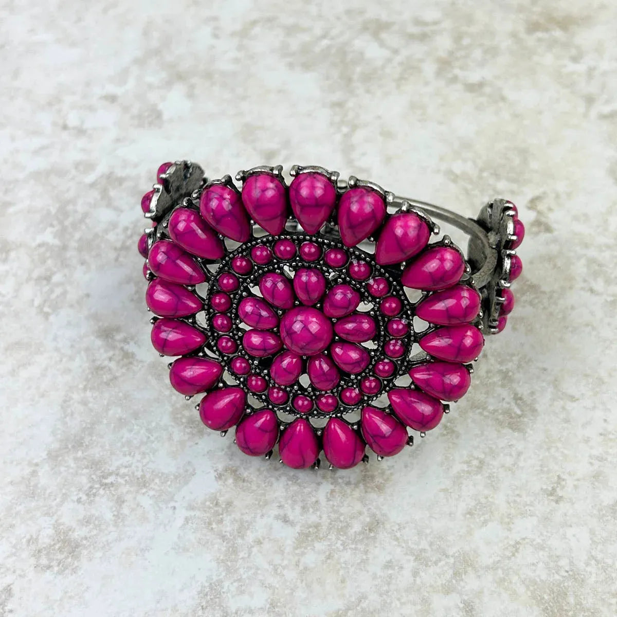 Jewelry Natural Stone Concho Cuff Bracelet - Pink