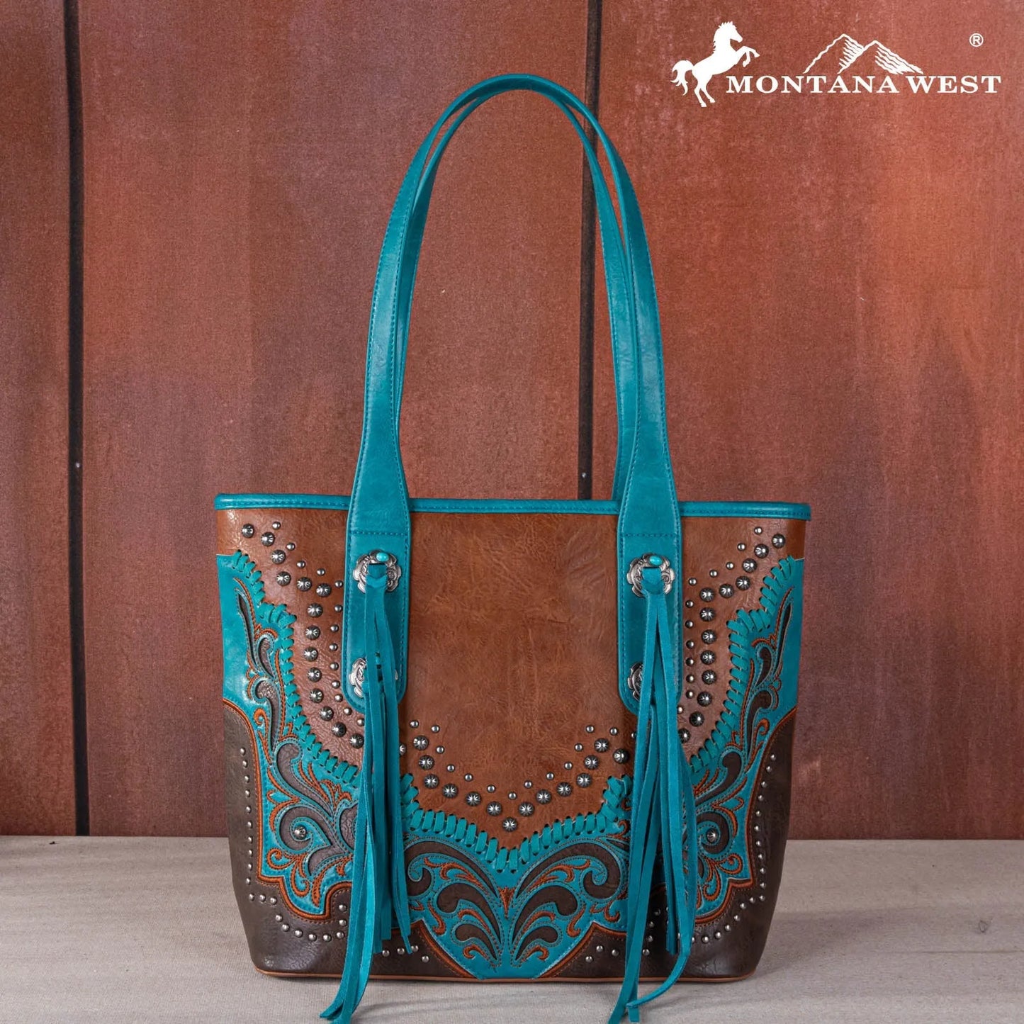 Montana West Embroidered scroll Cut-out Collection Tote - Brown - Chic Meadow Boutique 