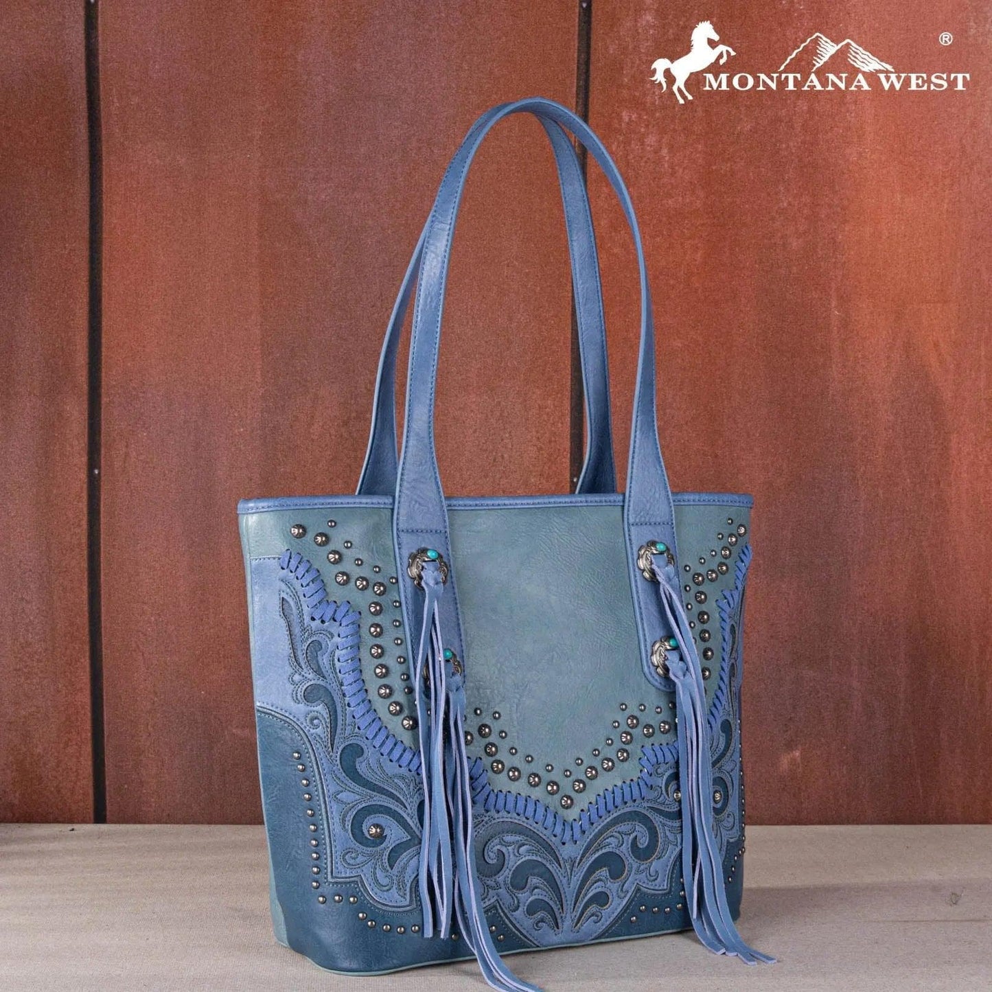 Montana West Embroidered scroll Cut-out Collection Tote - Jean - Chic Meadow Boutique 