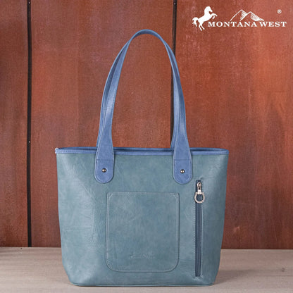 Montana West Embroidered scroll Cut-out Collection Tote - Jean - Chic Meadow Boutique 