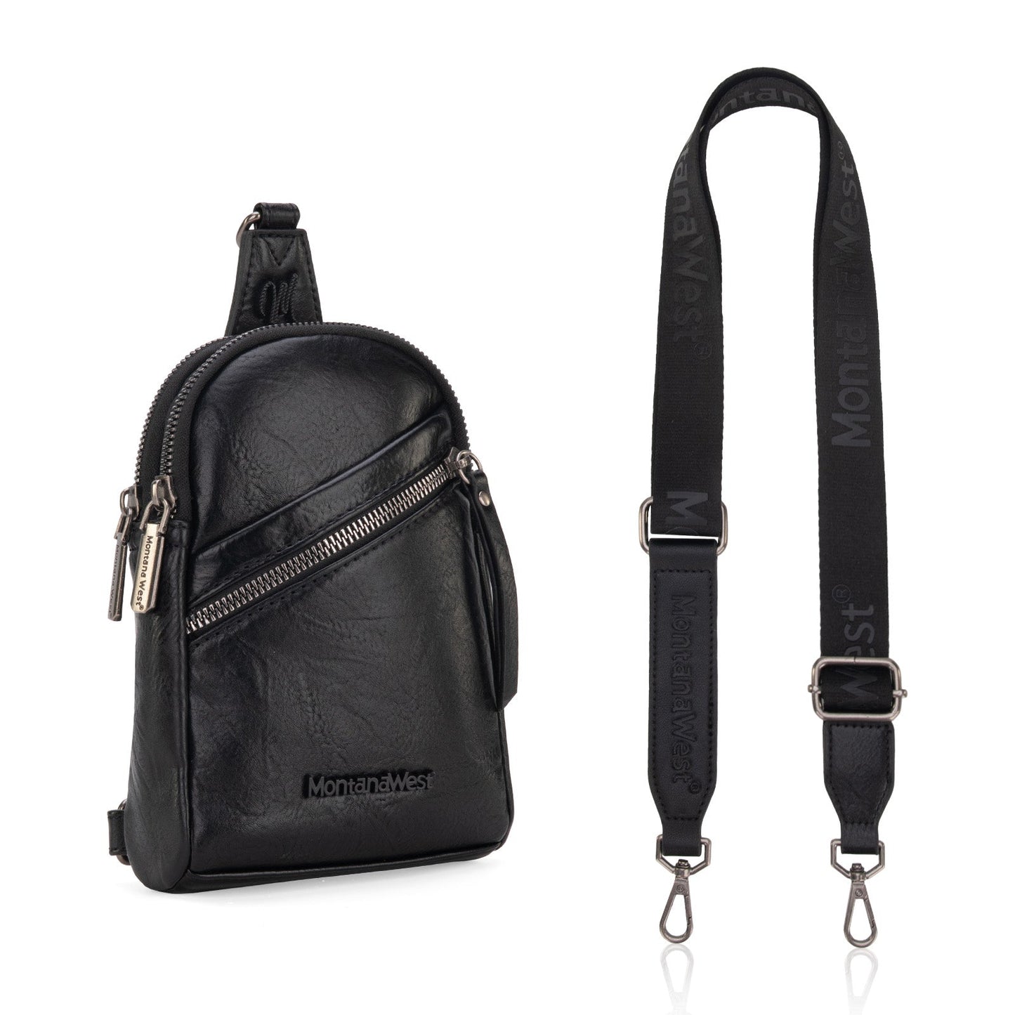 Montana West Sling Bag/Crossbody/Chest Bag - Black - Chic Meadow Boutique