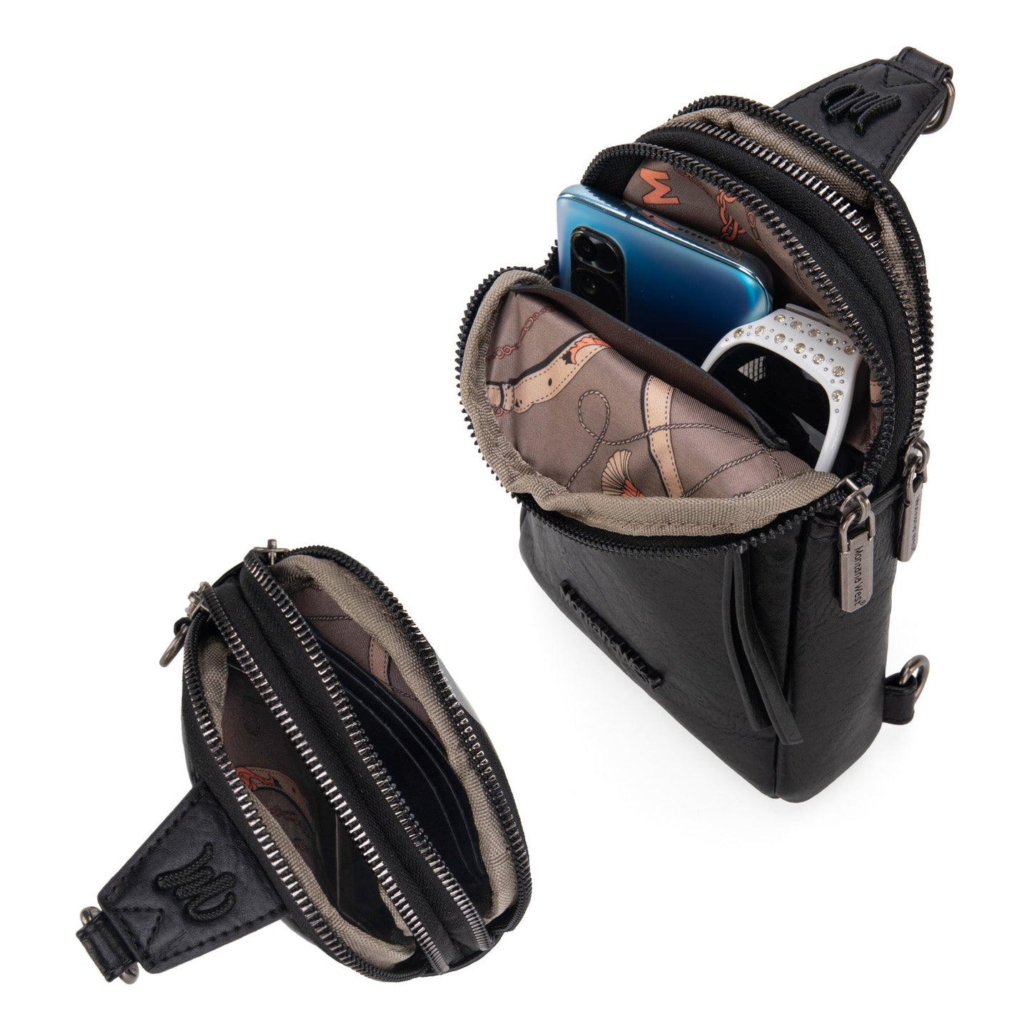 Montana West Sling Bag/Crossbody/Chest Bag - Black - Chic Meadow Boutique