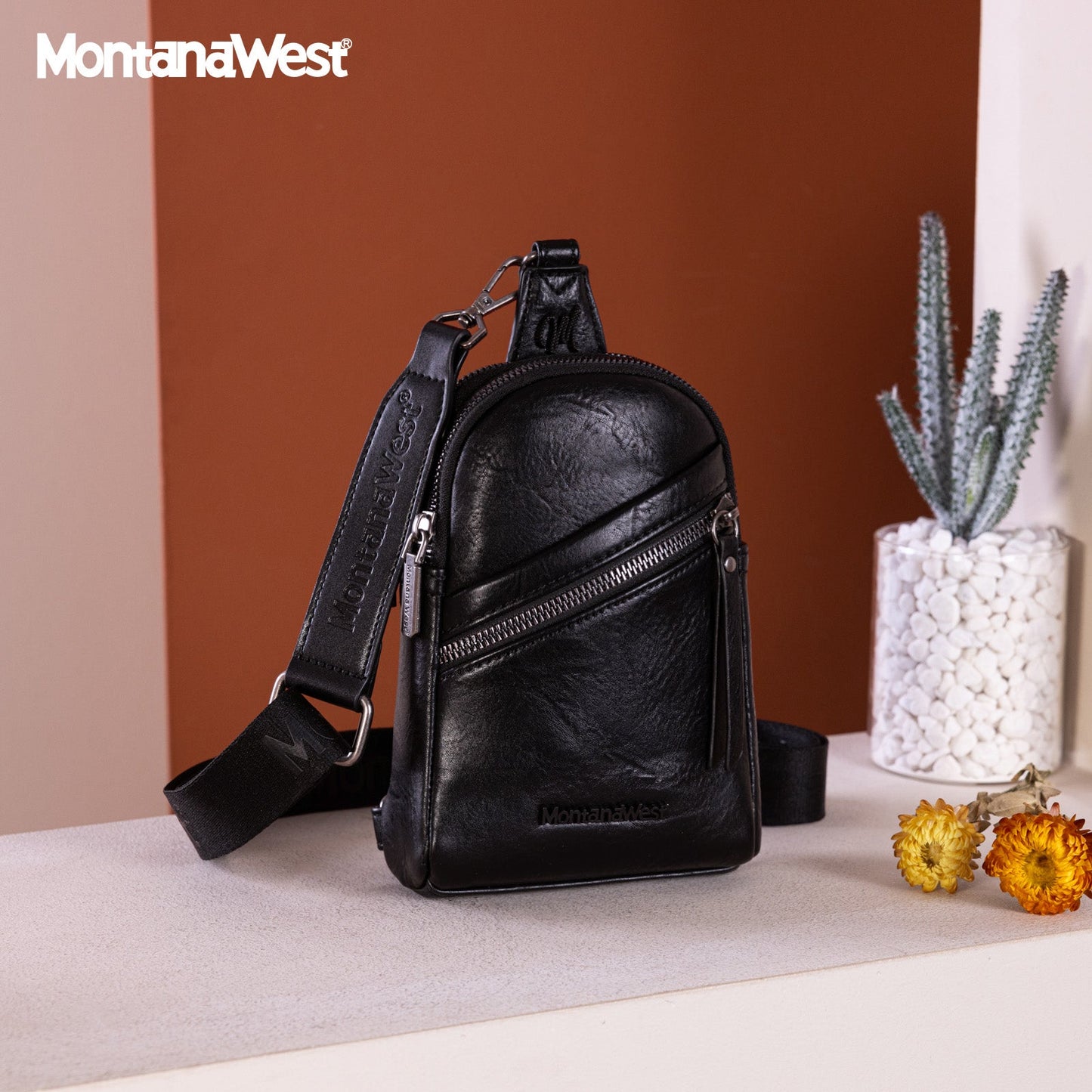 Montana West Sling Bag/Crossbody/Chest Bag - Black - Chic Meadow Boutique