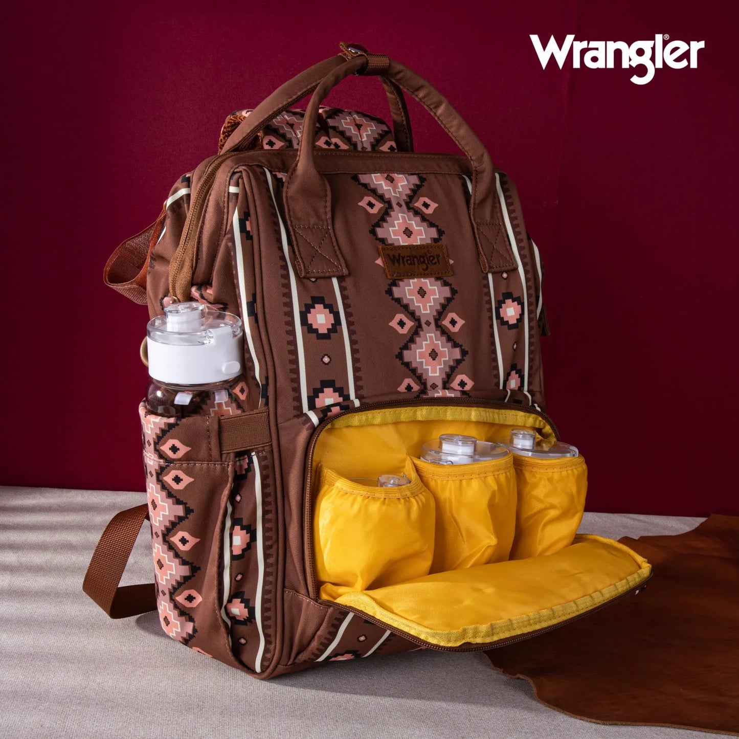 Wrangler Aztec Printed Callie Backpack- Camel - Chic Meadow Boutique 