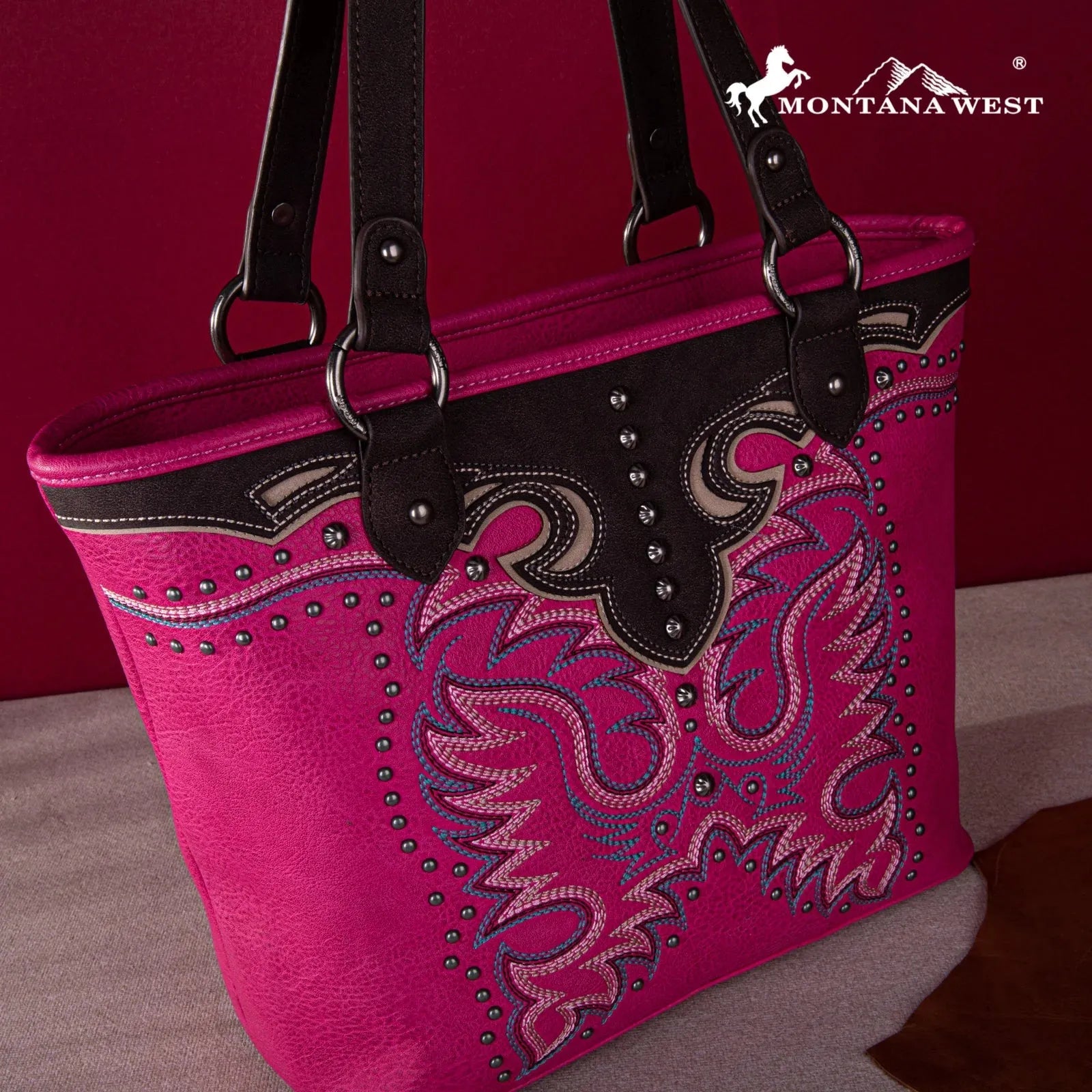 Montana West Embroidered Collection Tote - Pink