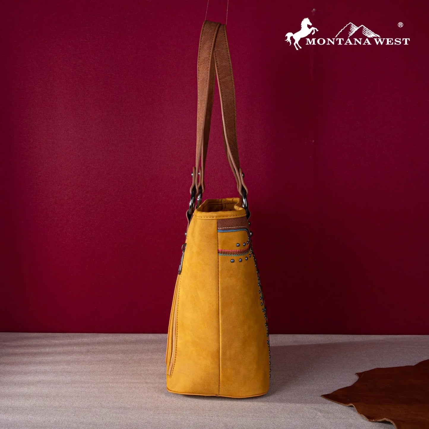 Montana West Embroidered Collection Tote - Mustard