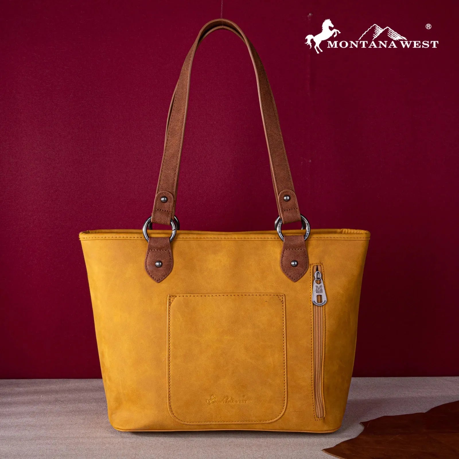 Montana West Embroidered Collection Tote - Mustard