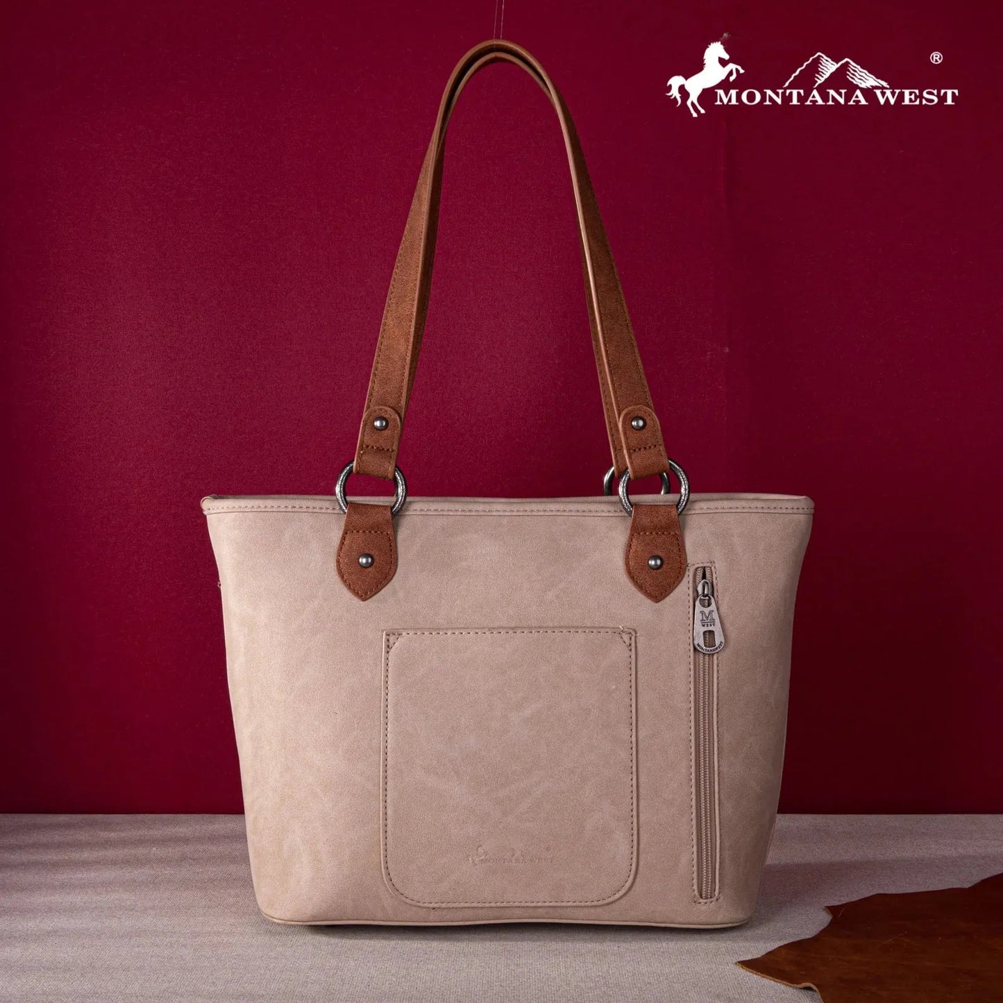 Montana West Embroidered Collection Tote - Tan