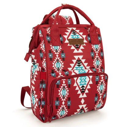 Wrangler Allover Wrangler Aztec Printed Callie Backpack - Burgundy - Chic Meadow Boutique 