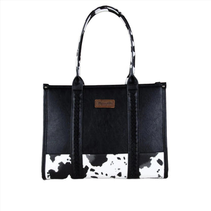 Wrangler Cow Print Wide Tote - Black