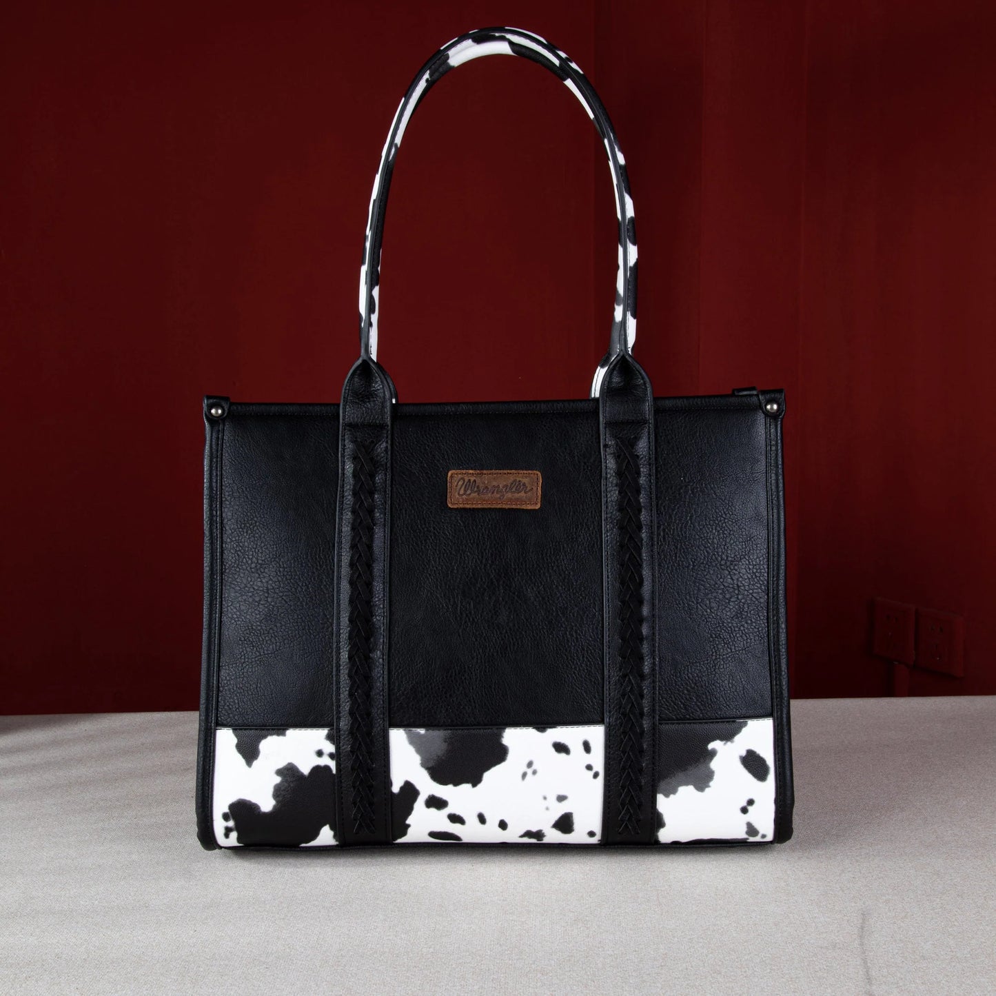 Wrangler Cow Print Wide Tote - Black