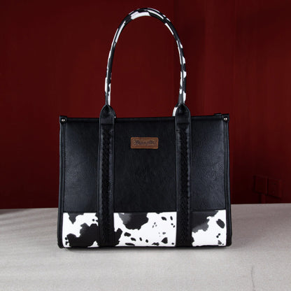 Wrangler Cow Print Wide Tote - Black