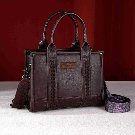 Wrangler Croc Print Tote/Crossbody - Coffee - Chic Meadow Boutique 