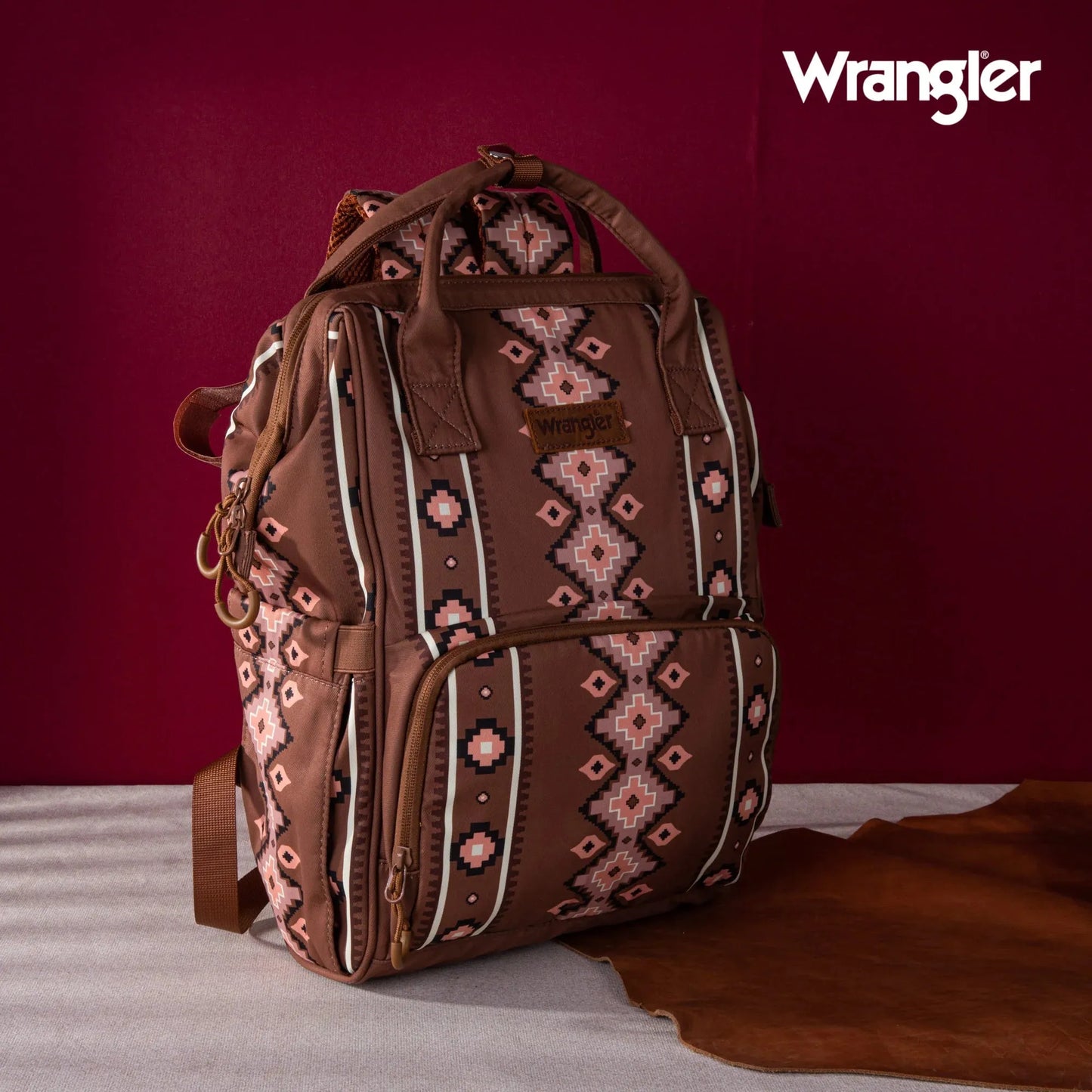 Wrangler Aztec Printed Callie Backpack- Camel - Chic Meadow Boutique 