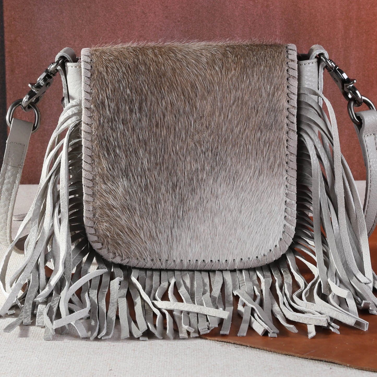 Montana West Genuine Leather Hair-On Collection Fringe Crossbody - Chic Meadow Boutique 