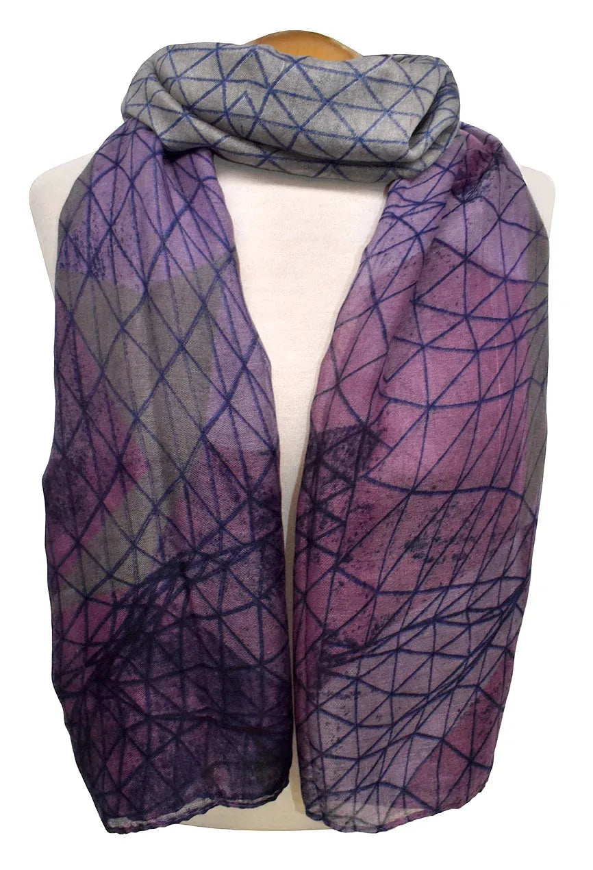 Purple Geometry" Triangle Pattern Scarf