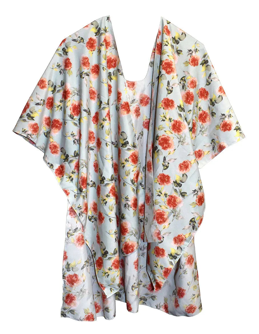 Floral Green Short Kimono 28" Length