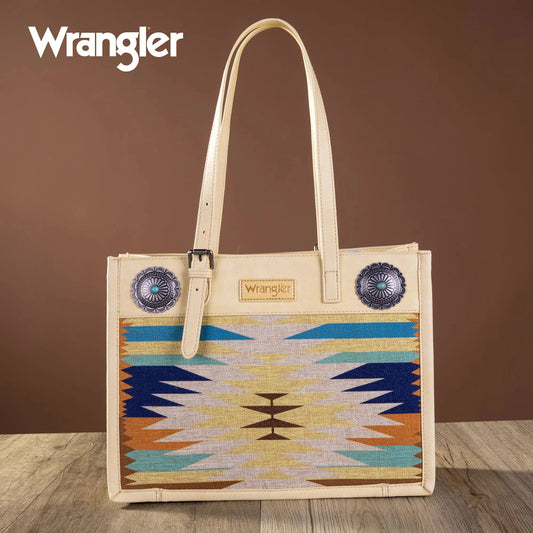 Wrangler Southwestern Art Print Tote - Tan - Chic Meadow Boutique 