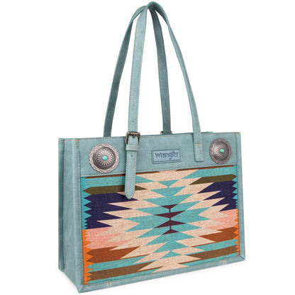 Wrangler Southwestern Art Print Tote - Turquoise - Chic Meadow Boutique 