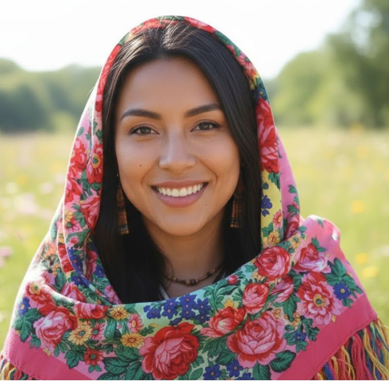 Rainbow Kokum Floral Design Scarf – Silk Touch - 30x30 inches - Chic Meadow Boutique