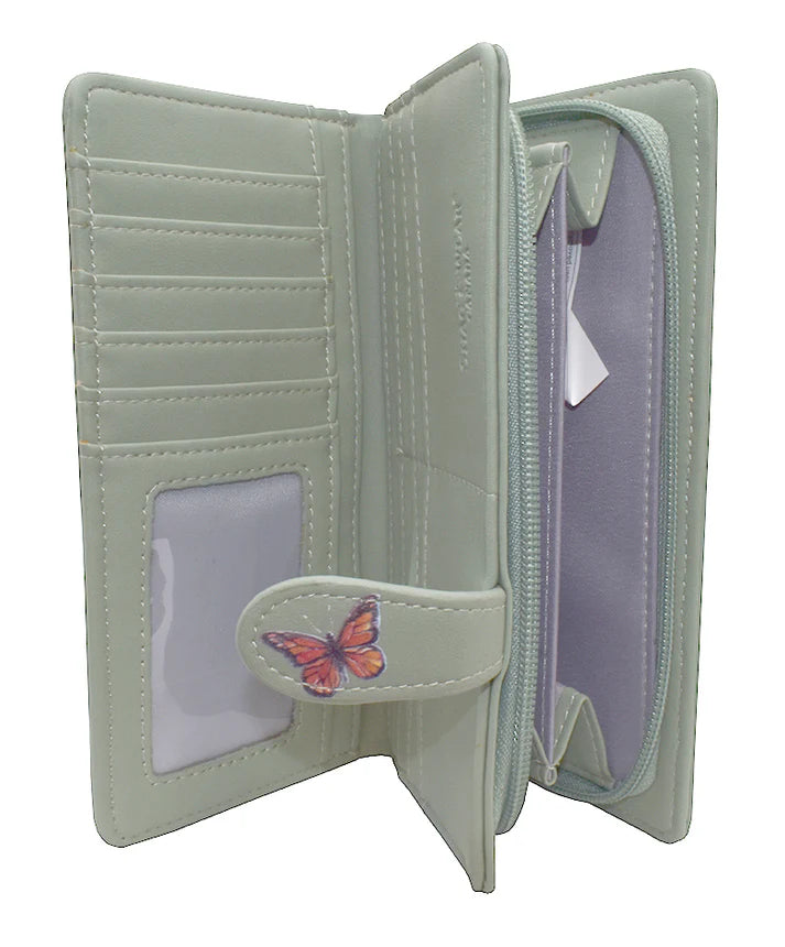 Monarch Migration Teal Design Wallet with Zipper