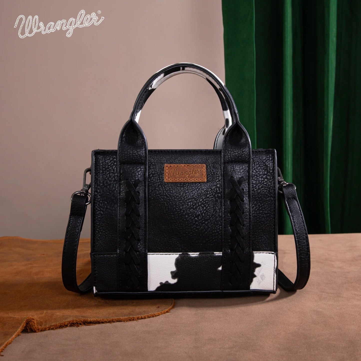 Wrangler Cow Print Mini Tote/Crossbody - Black